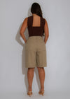 After Dark Halter Ribbed Crop Top Brown