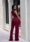 The Draped Aura Ribbed Pant Set Red