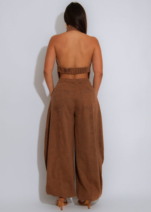 Retro Drive Jumpsuit Brown