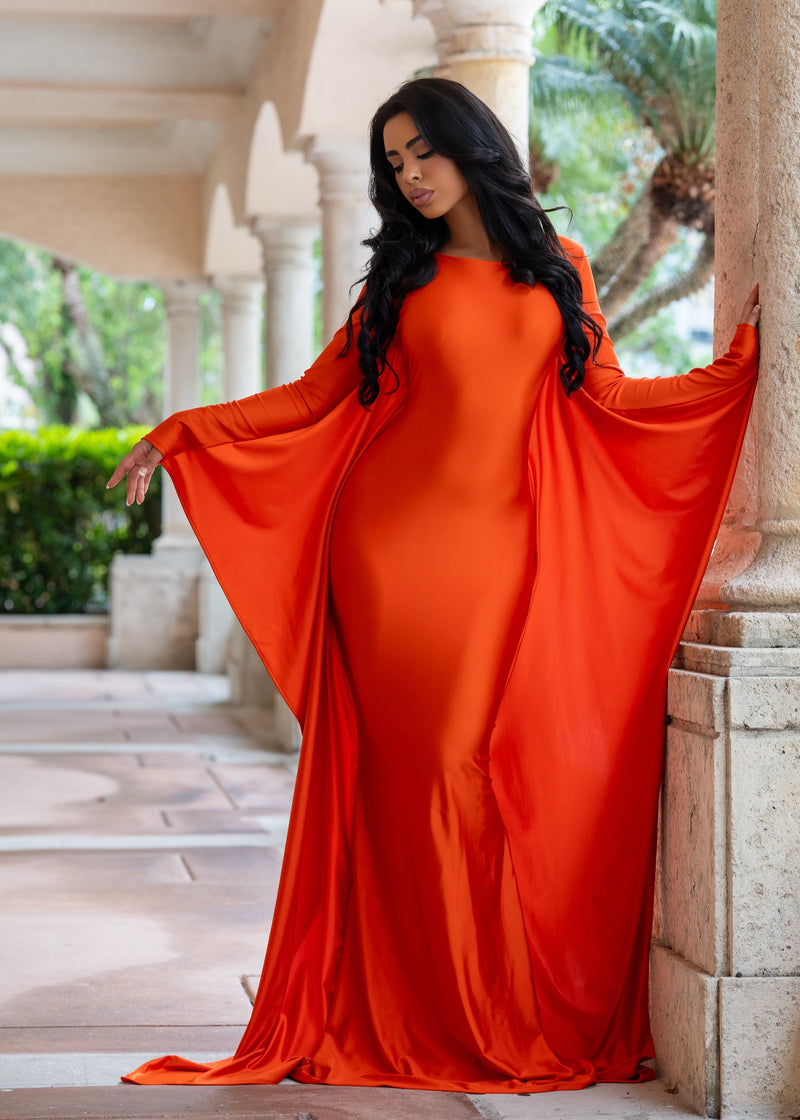 Fluid Elegance Maxi Dress Orange