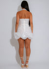 Glimmer Petal Floral Pearl Rhinestones Mini Dress White