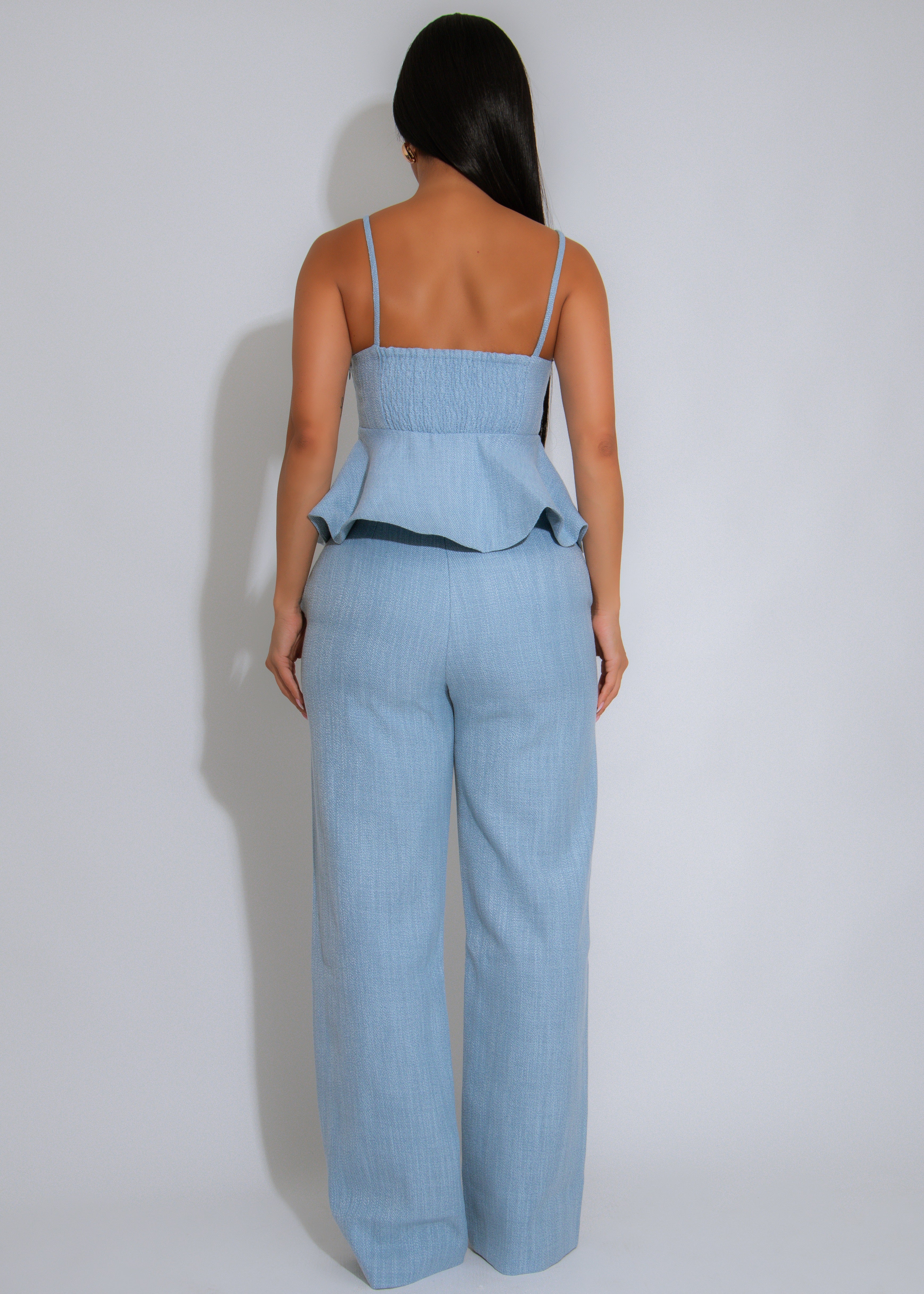 Peplum Perfection Pant Set Blue