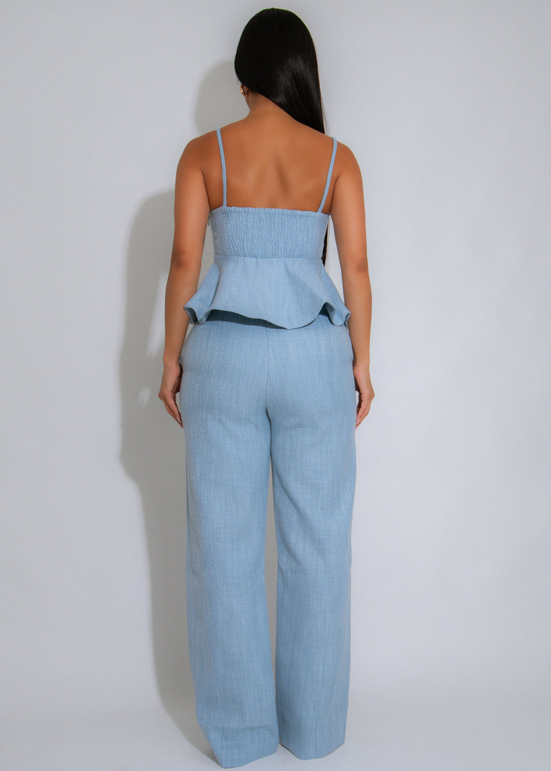 Peplum Perfection Pant Set Blue
