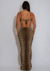 Golden Glamour Beaded Leopard Skirt Set Brown