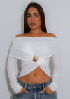 Wrapped Intentions Ruched Long Top White