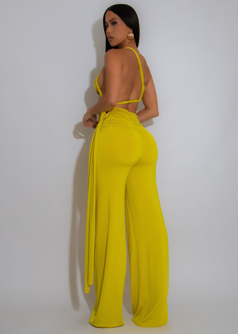 Electric Desire Ruched Jumpsuit Green