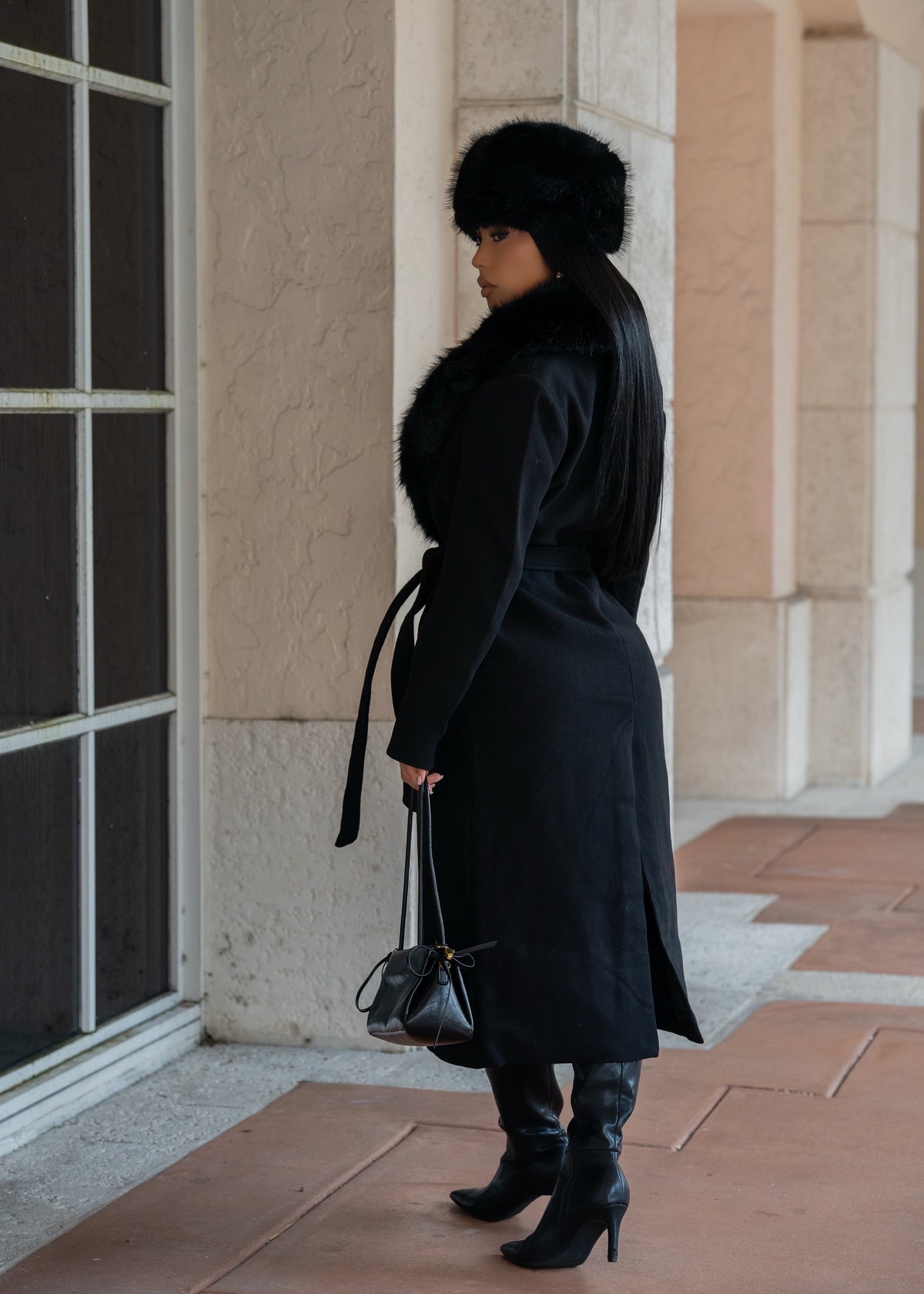Luxury Addiction Faux Fur Coat Black