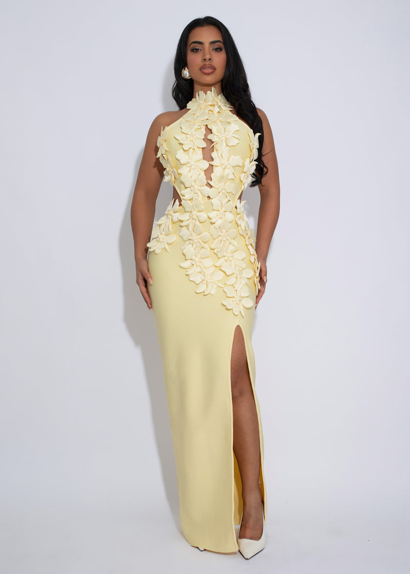 Radiant Reverie Floral Maxi Dress Yellow