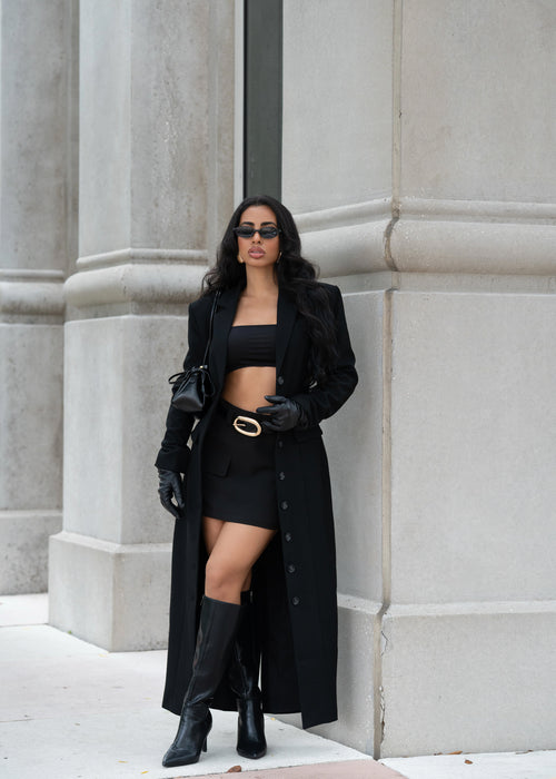 Magnetic Allure Trench Coat Black