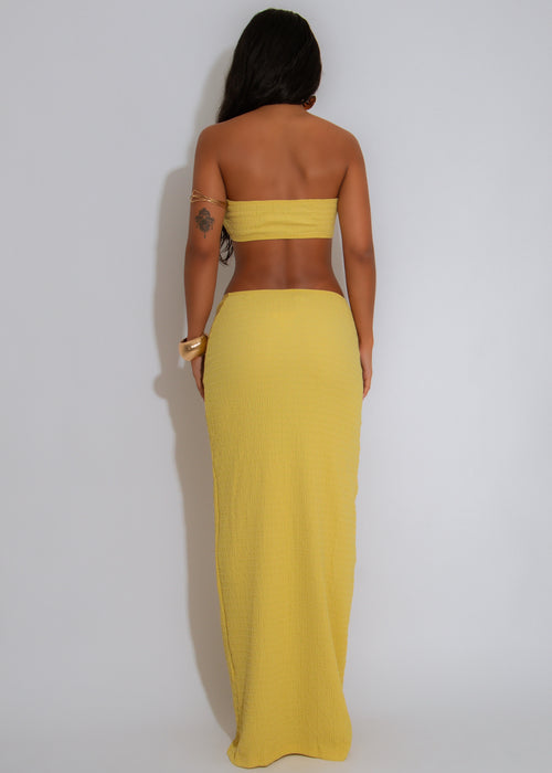 Island Whispers Ruched Skirt Set Yellow