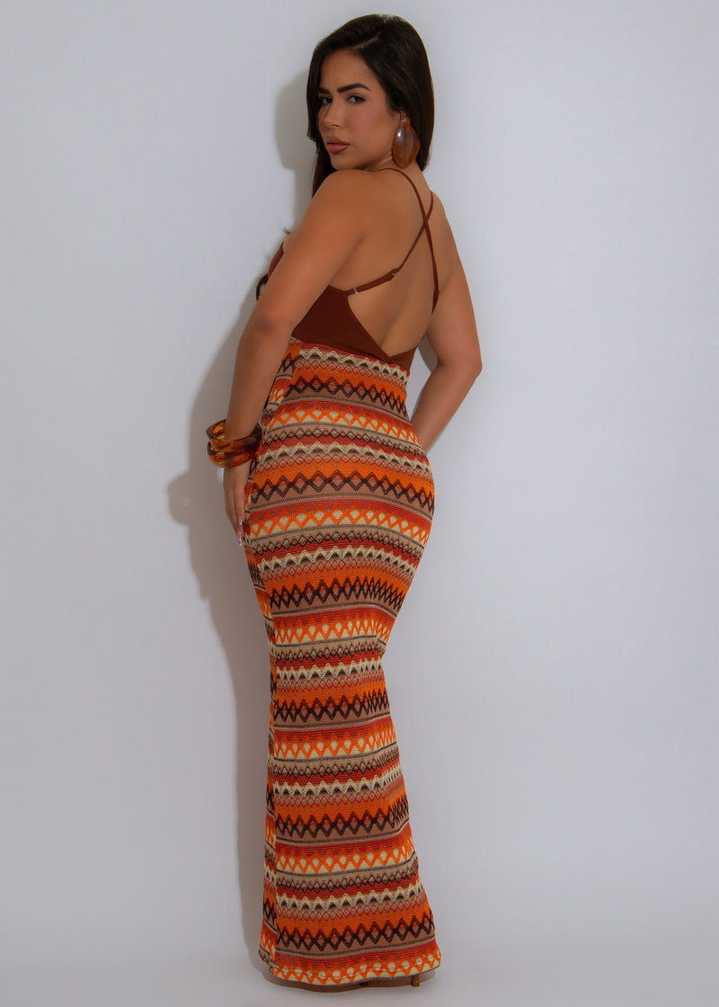 If You Can Knit Stripes Maxi Dress Orange