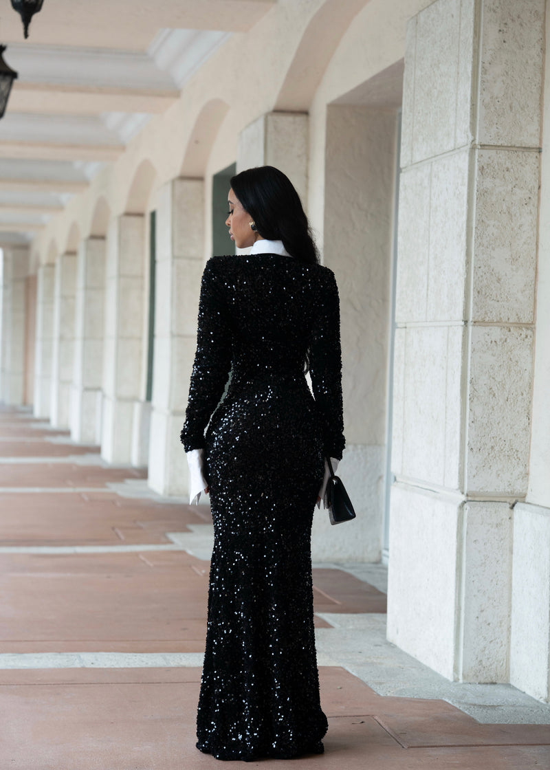 Midnight Authority Sequin Maxi Dress Black