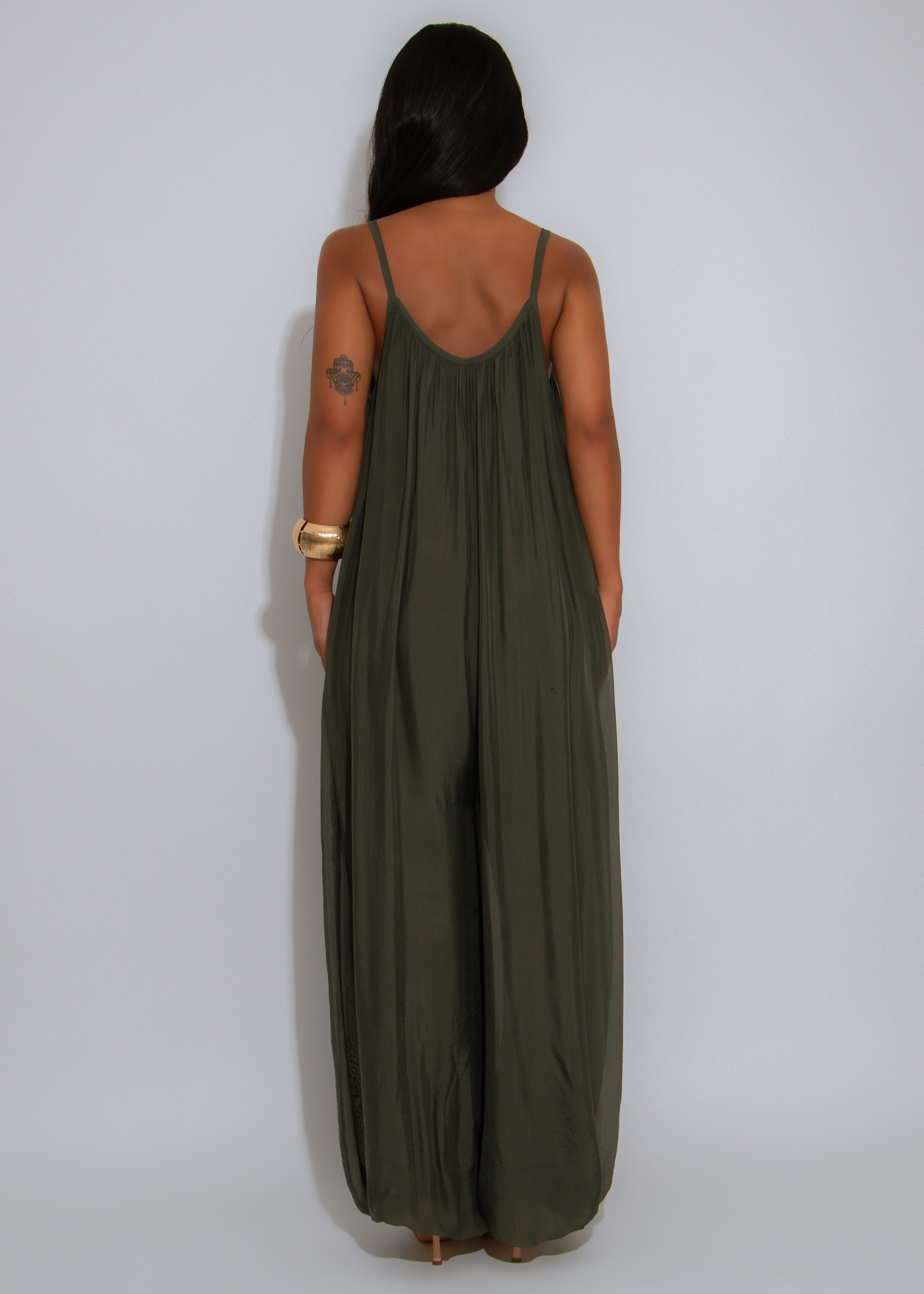 Effortless Essence Ruched Jumpsuit Green