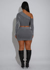 Modern Edge Ribbed Skirt Set Grey
