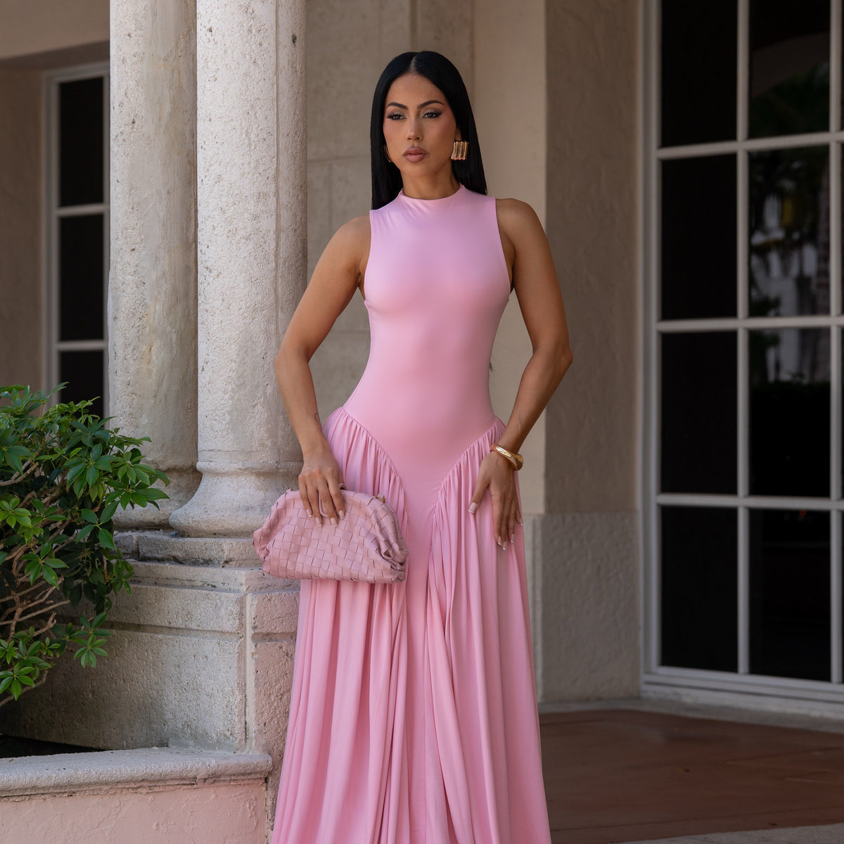 All In Love Ruched Maxi Dress Pink All In Love Ruched Maxi Dress Pink