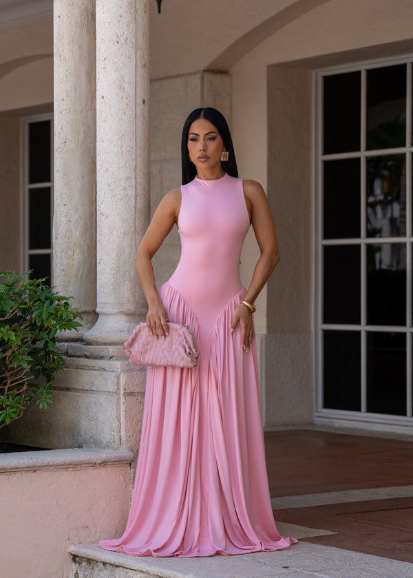 All In Love Ruched Maxi Dress Pink