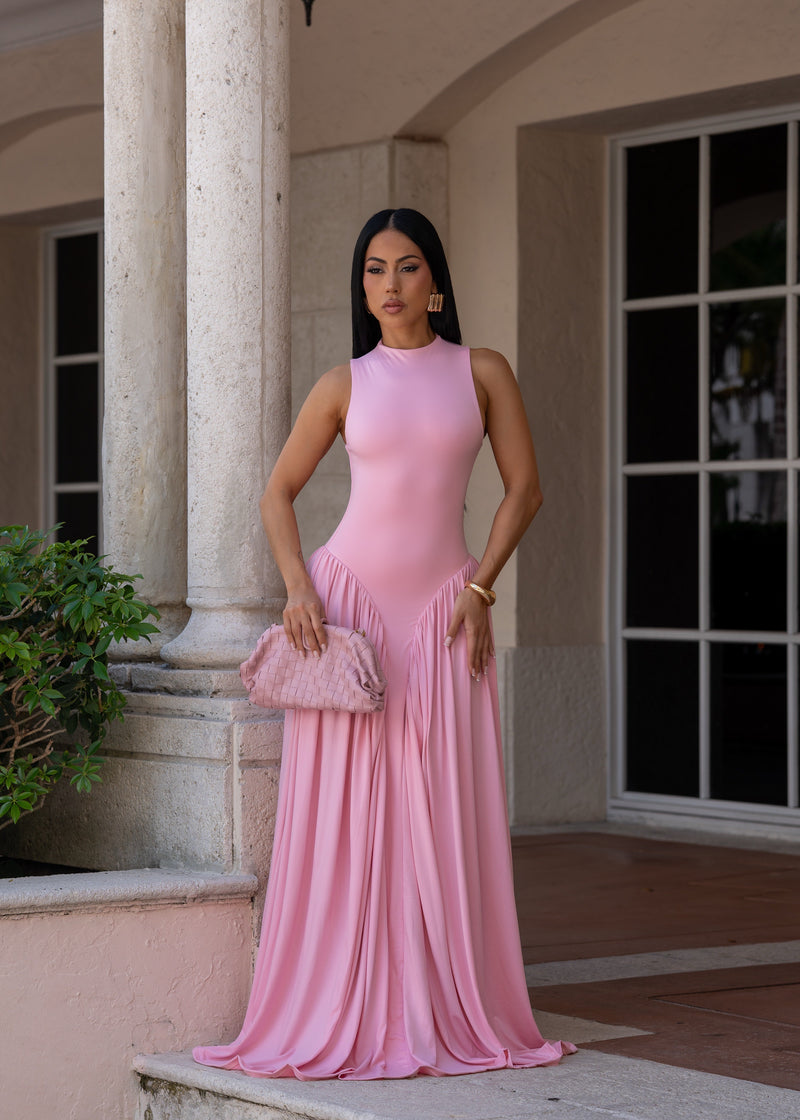 All In Love Ruched Maxi Dress Pink