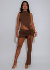 Daring Edge Ruched Mini Dress Brown