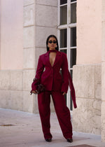 Femme Code Structured Blazer Pant Set Red