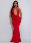 Split Intention Ruched Maxi Dress Red