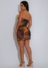Twilight Mirage Mesh Ruched Mini Dress Brown