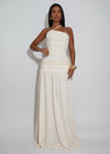 Sculpted Serenity Ruched Maxi Dress Nude