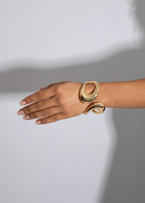 Obsidian Loop Bracelet Gold