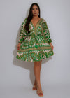 Zahara Escape Satin Mini Dress Green