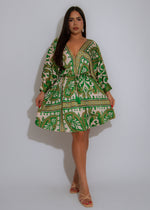 Zahara Escape Satin Mini Dress Green