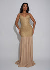 Petal Sequence Glitter Maxi Dress Gold