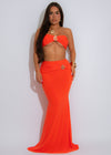 Sol Spiral Ruched Skirt Set Orange