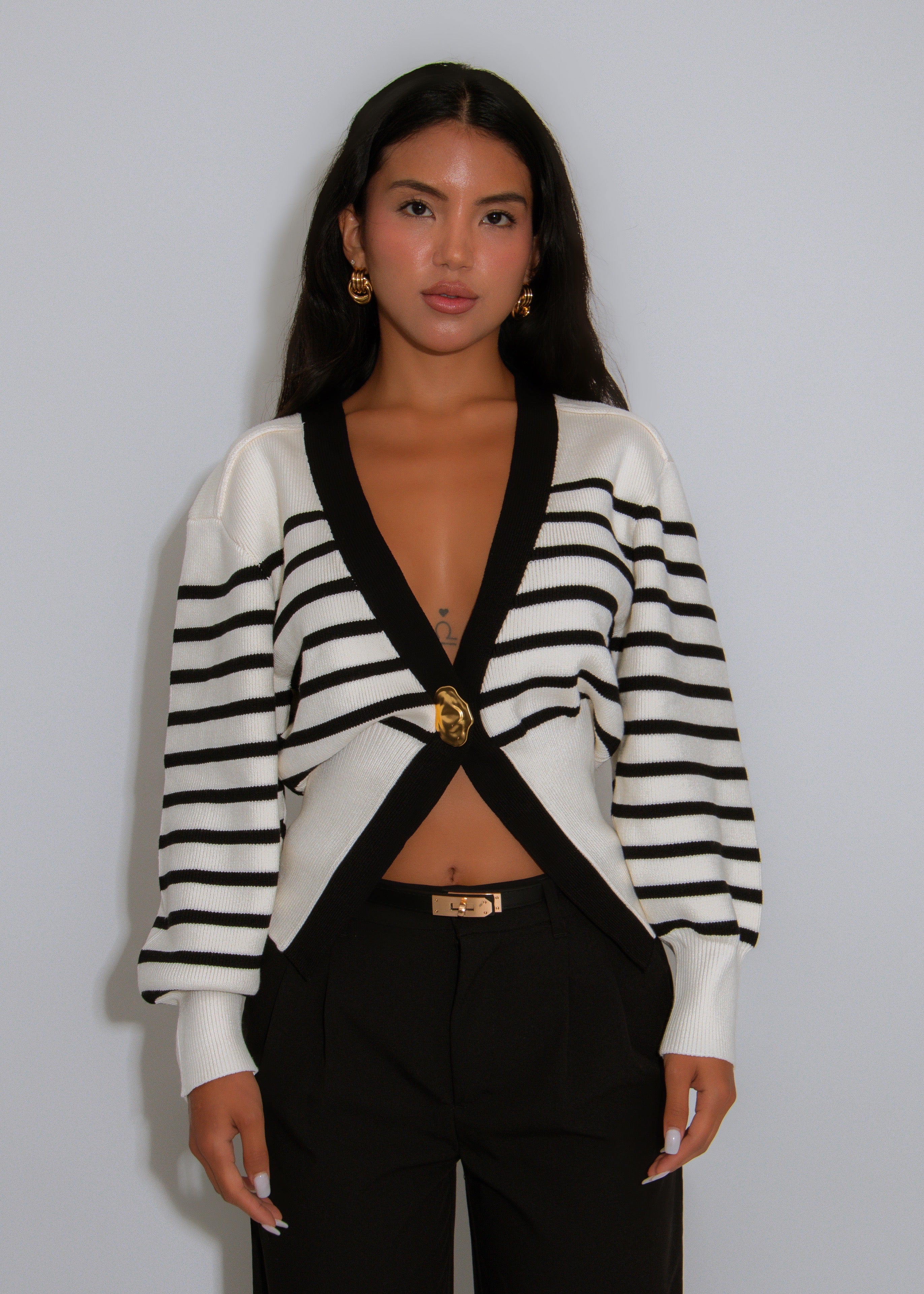 Atlantic Stripes Ribbed Sweater White