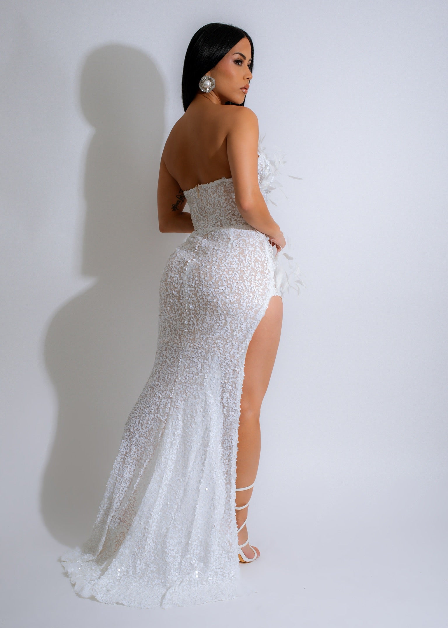 Mesh pearl dress deals