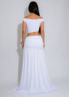 Opulence Bloom Ruched Skirt Set White