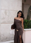 Solace Form Ruched Maxi Dress Brown