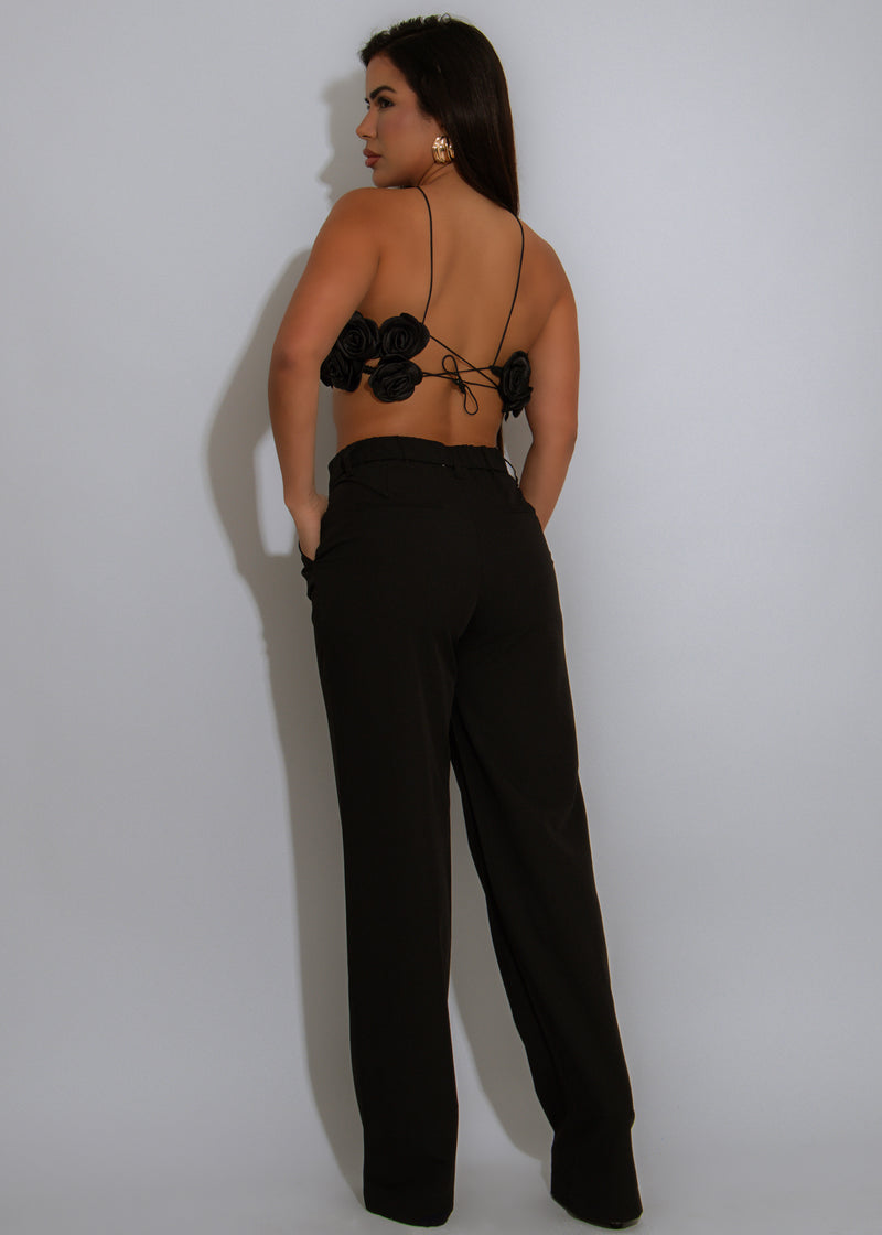 My True Passion Floral Crop Top Black