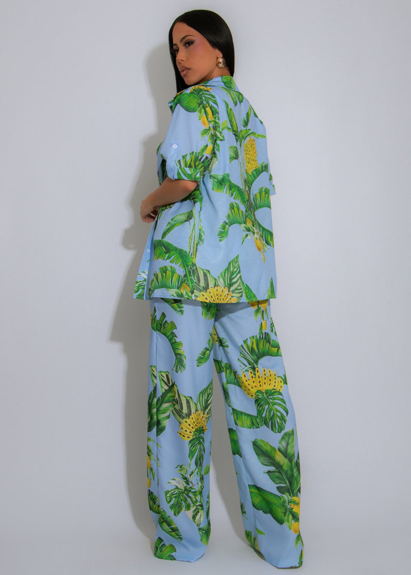 Tropicana Drift Floral Swimsuit Set Blue