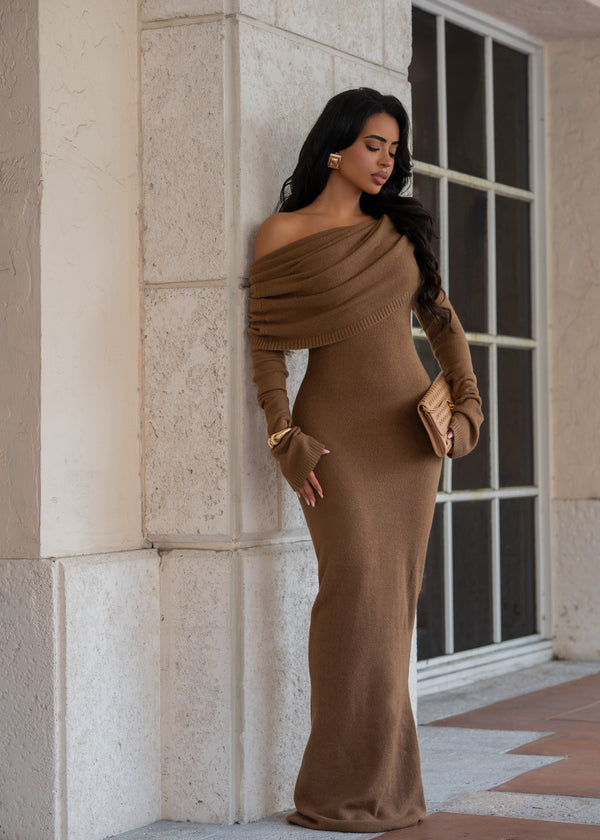Elemental Ease Knit Maxi Dress Brown