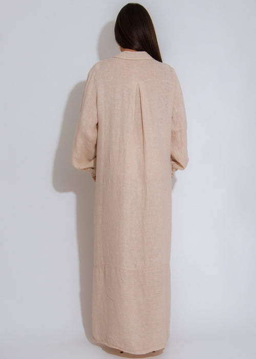 Seastone Linen Maxi Dress Nude