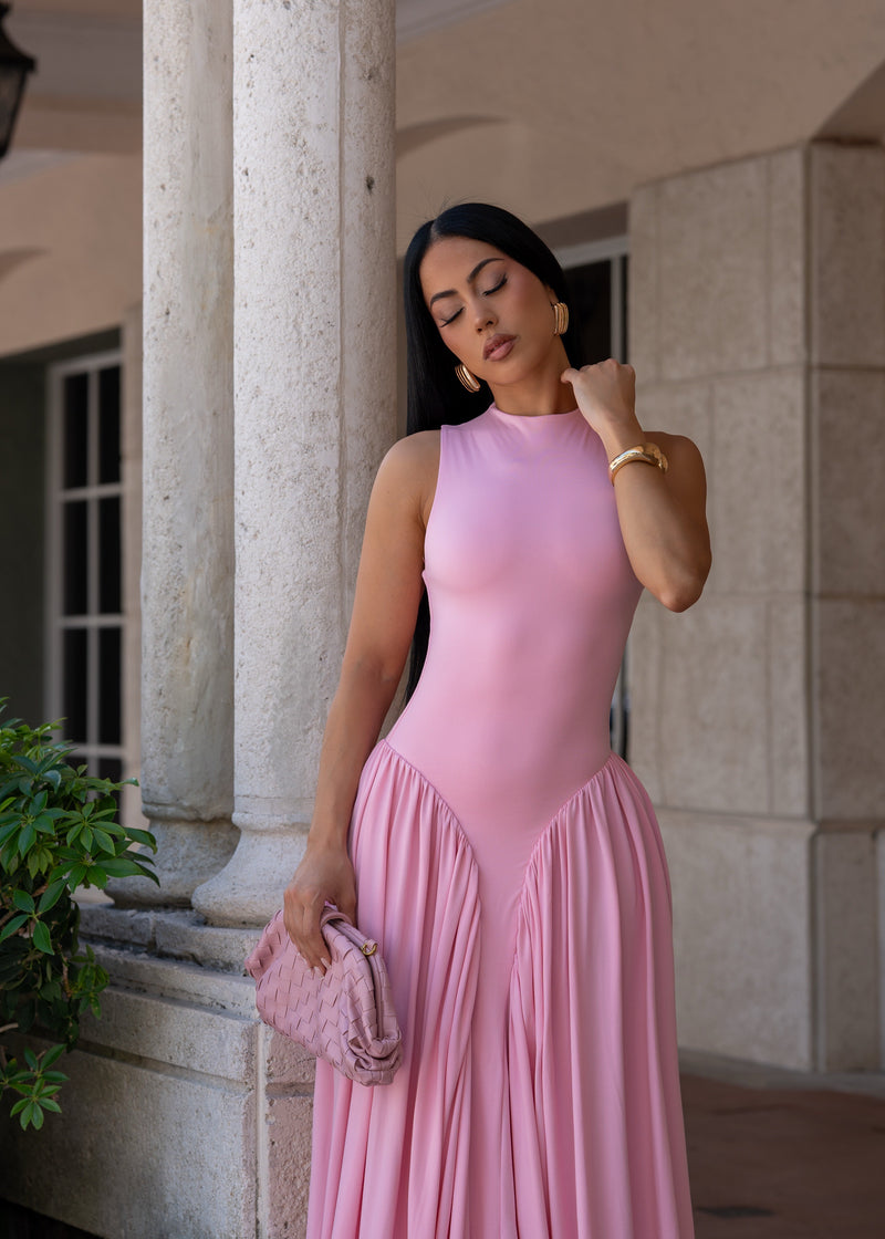 All In Love Ruched Maxi Dress Pink
