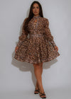 Savage Petal Leopard Floral Skirt Set Brown