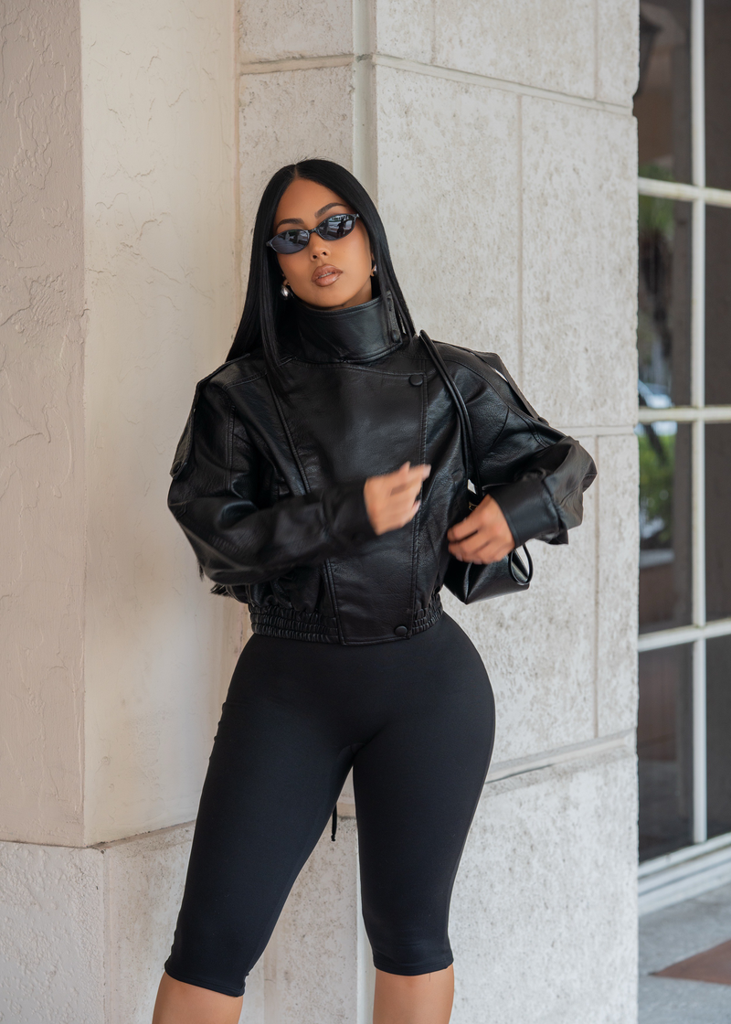 Rebel Seduction Faux Leather Jacket Black
