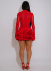 Bloom Veil Mesh Floral Mini Dress Red