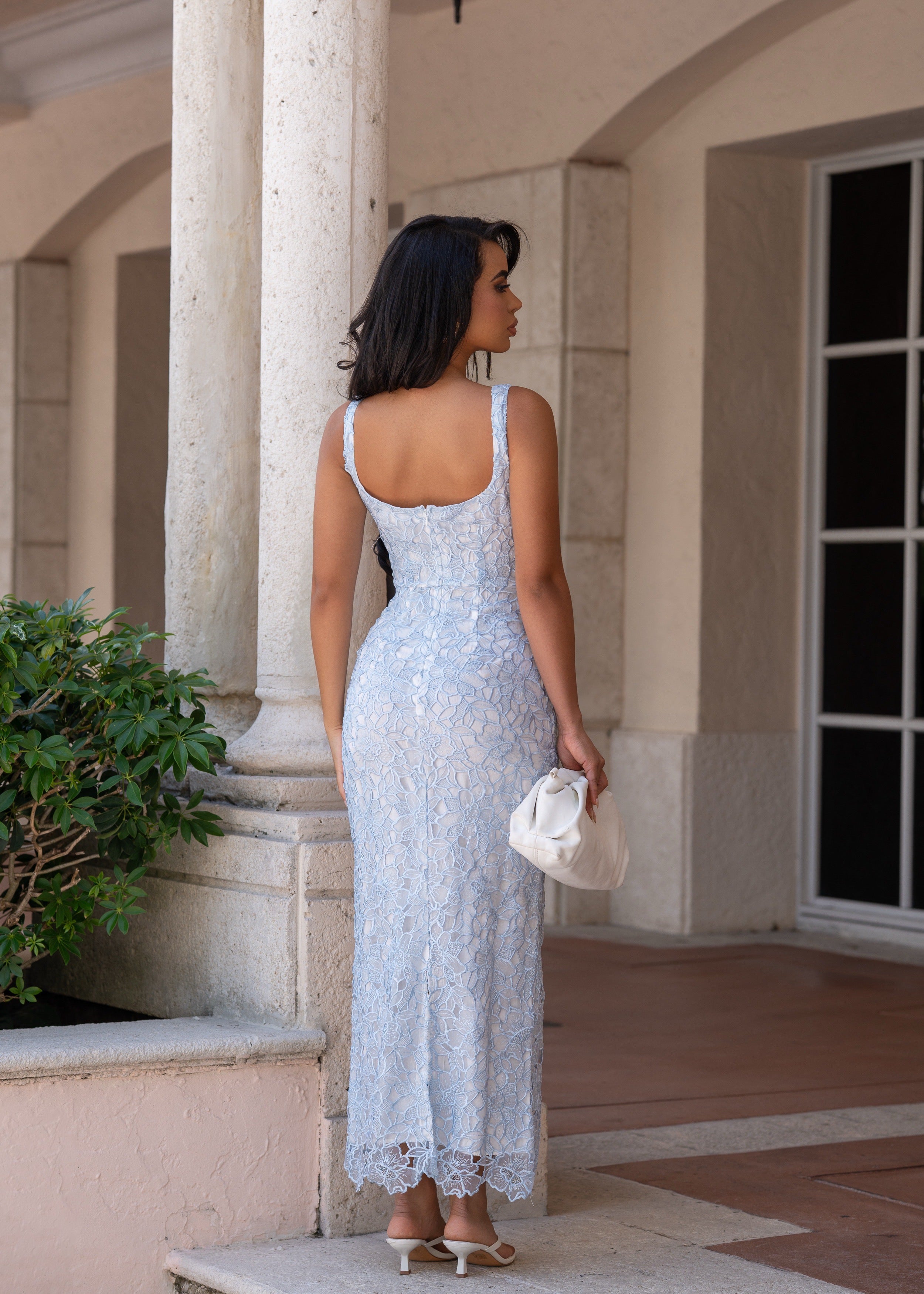 Whispered Romance Floral Midi Dress Blue