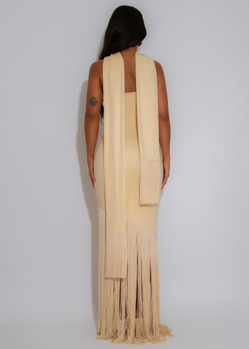 Endless Allure Fringes Maxi Dress Yellow