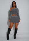 Modern Edge Ribbed Skirt Set Grey