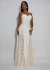Ethereal Muse Floral Lace Maxi Dress Nude