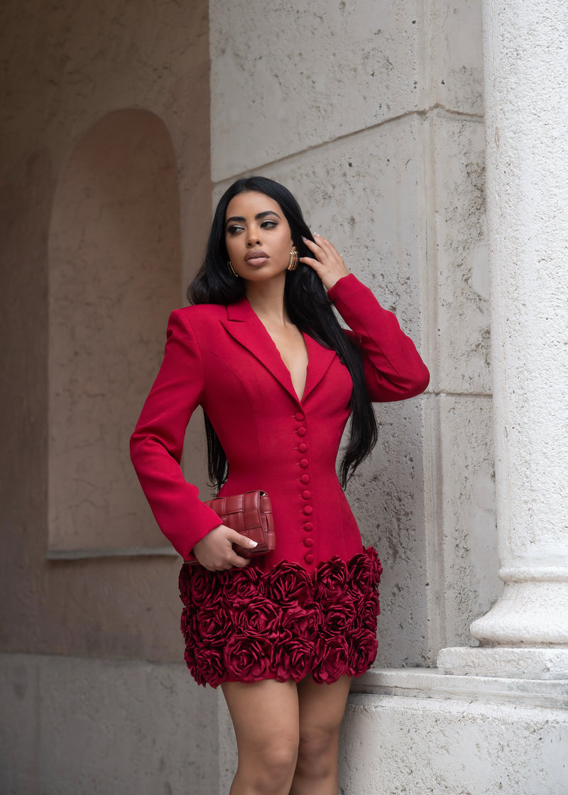 Rose Reign Blazer Mini Dress Red