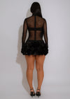 Bloom Veil Mesh Floral Mini Dress Black