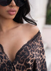 Wild Theory Leopard Lace Short Set Brown